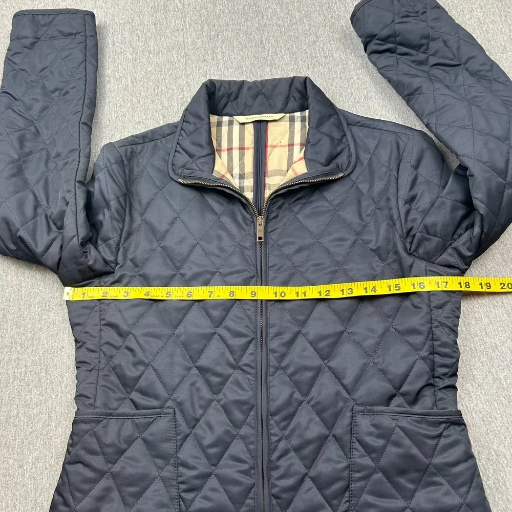 Burberry London Full Zip Quilted Jacket Womens Small Blue Plaid Lined - Picture 6 of 16